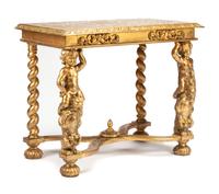 A Continental Giltwood Console Table Height 30 1/2 x width 38 x depth 21 1/2 inches. — 19TH CENTURY