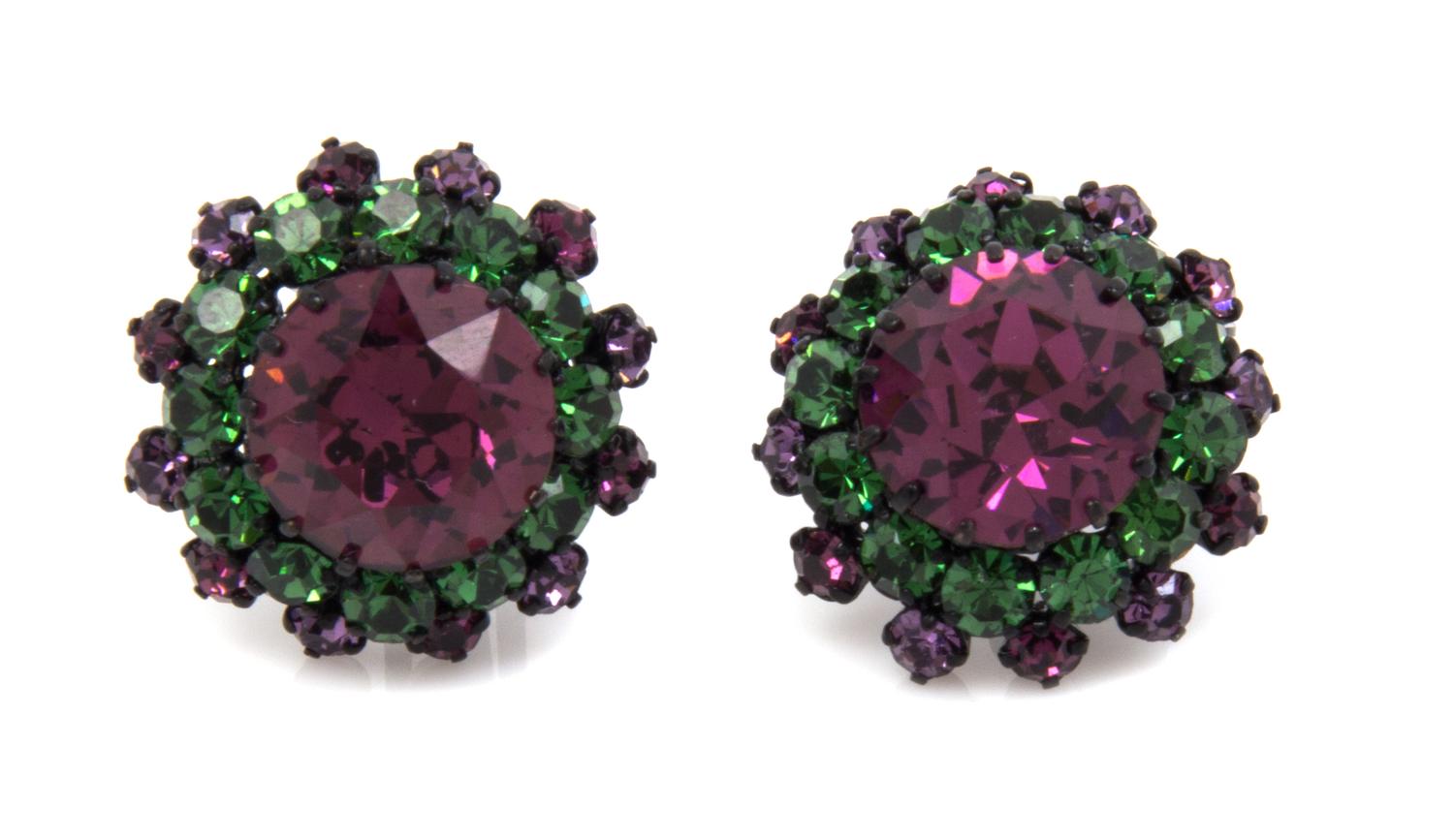 A Pair of Austrian Crystal Earclips,