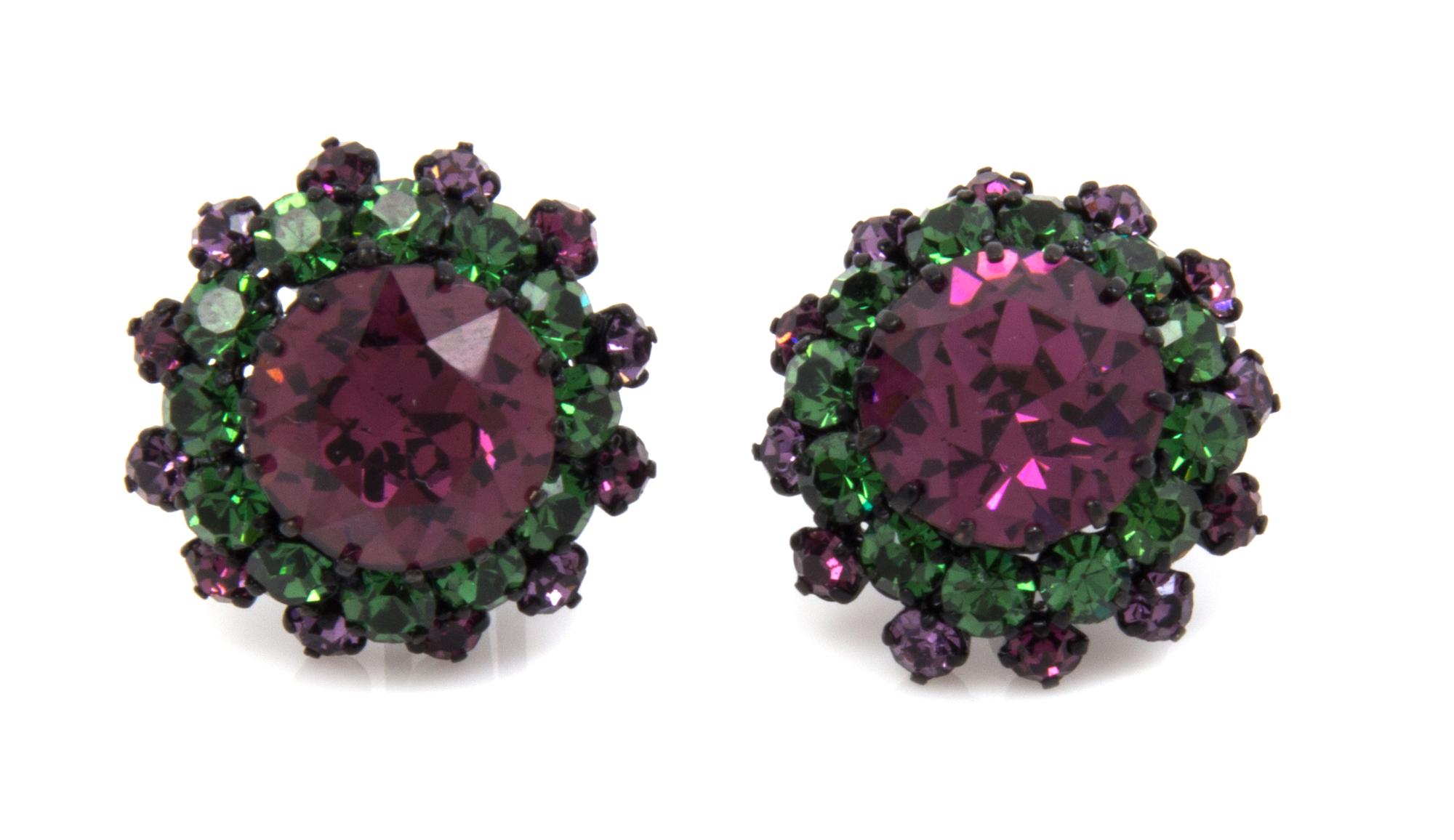 A Pair of Austrian Crystal Earclips,