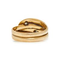 VICTORIAN, YELLOW GOLD AND DIAMOND SNAKE RING