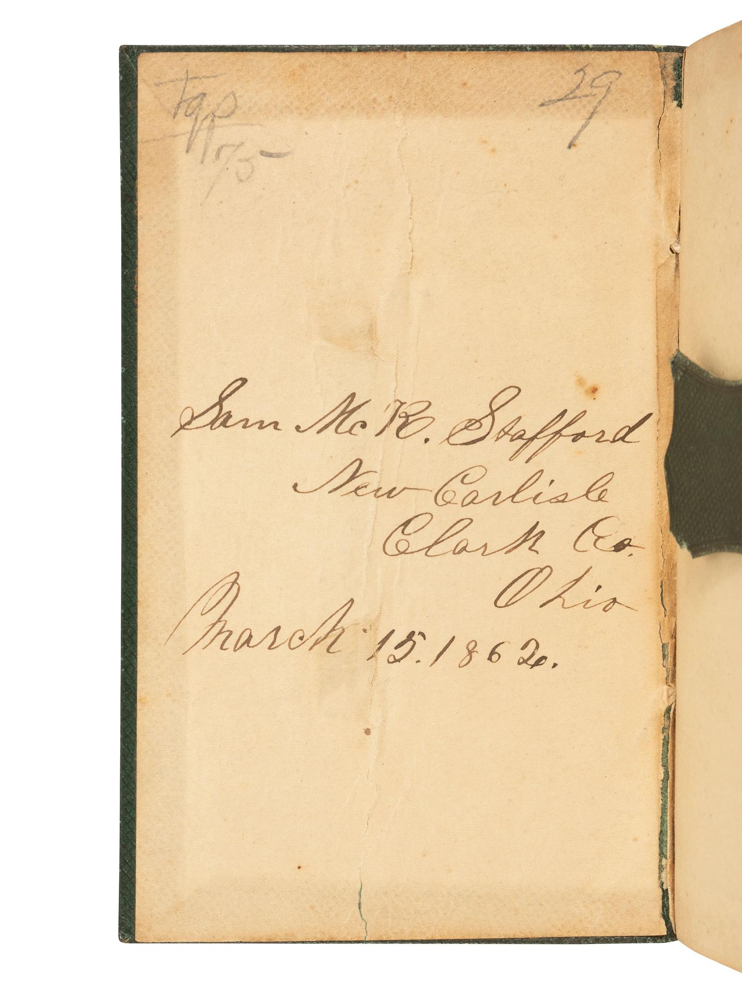 [CIVIL WAR]. Corporal Samuel McKinney Stafford (1837-1922), 16th Ohio Battery, archive including war-date diary and letters.