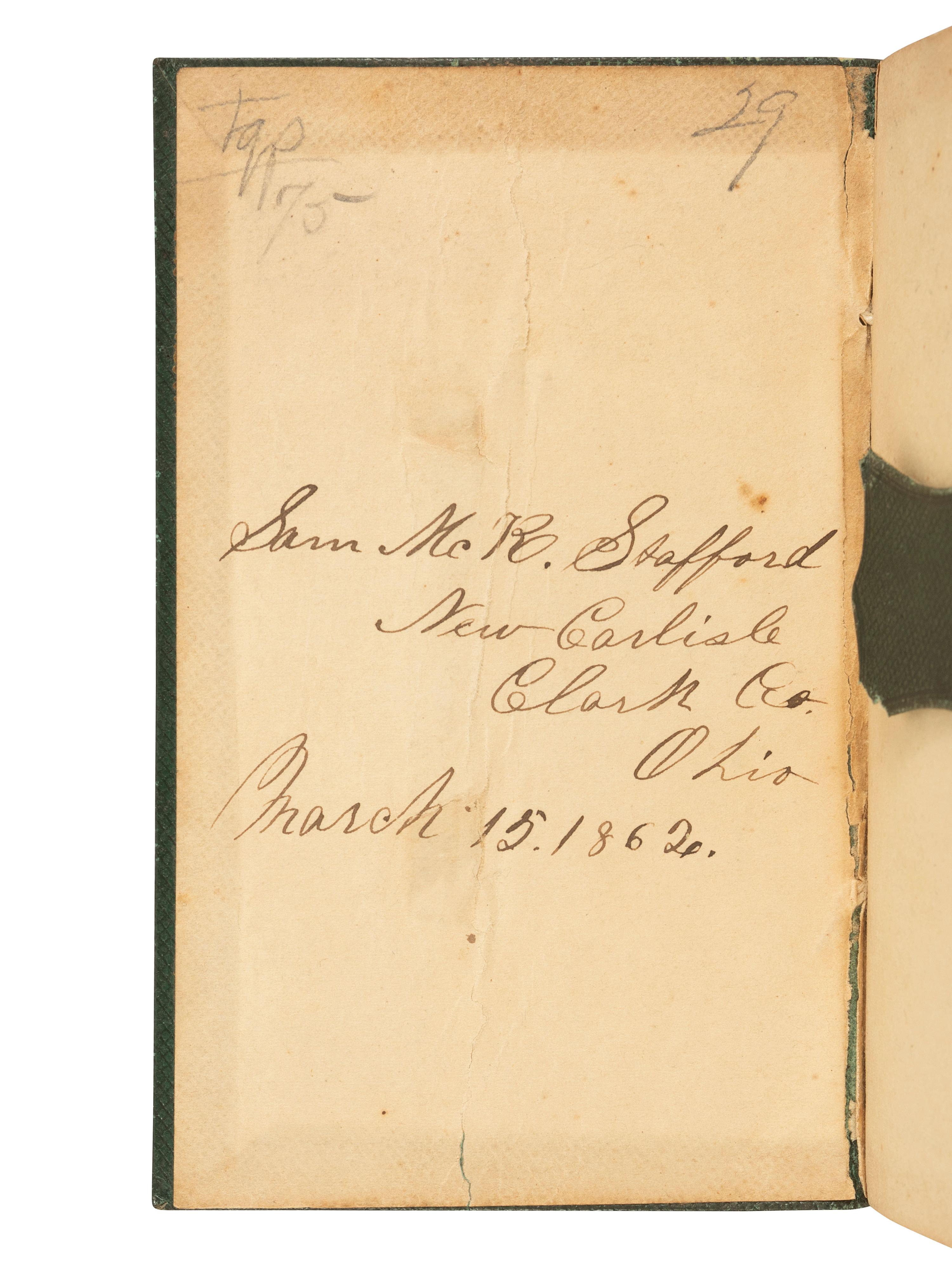[CIVIL WAR]. Corporal Samuel McKinney Stafford (1837-1922), 16th Ohio Battery, archive including war-date diary and letters.