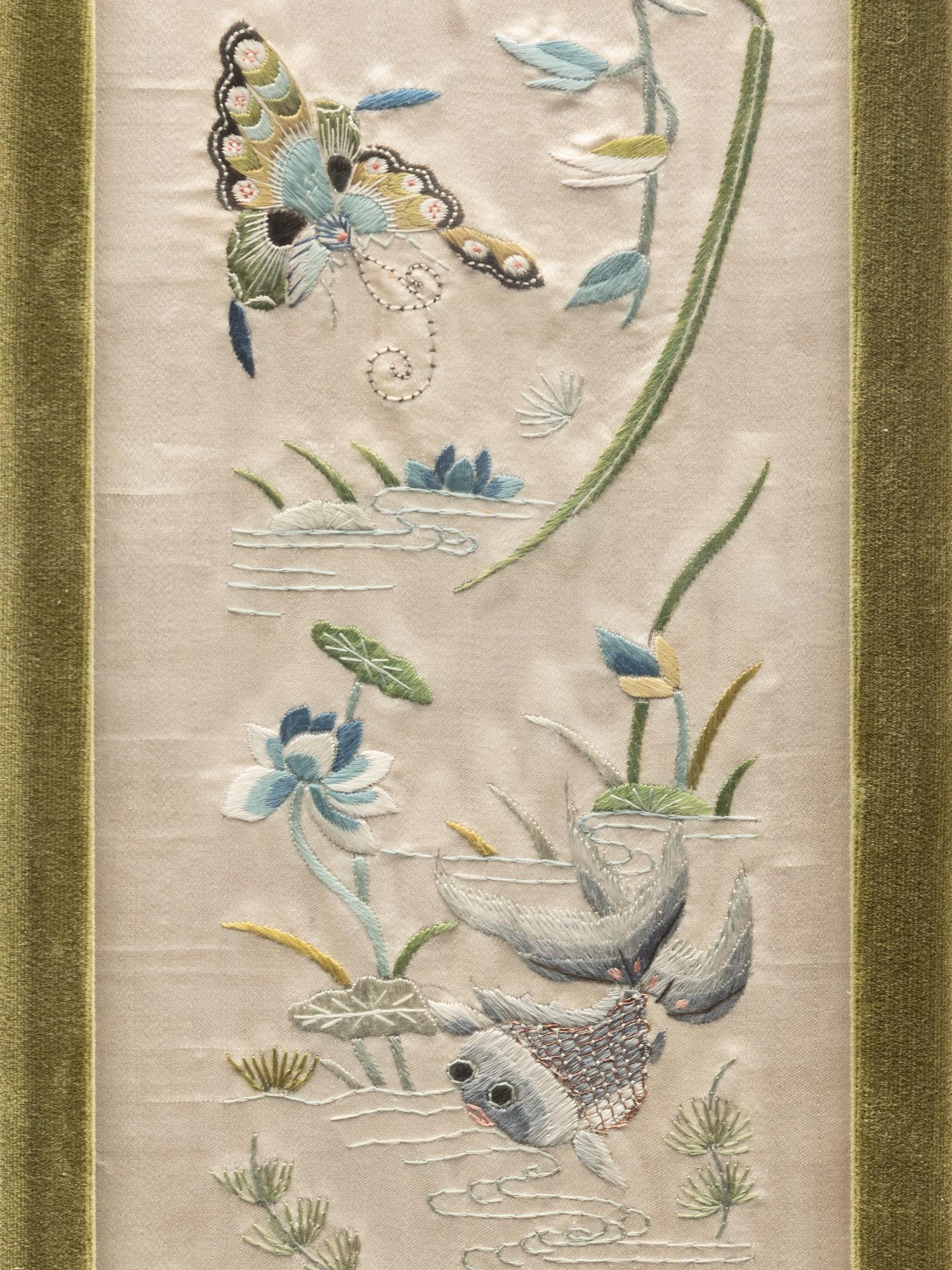 Eight Chinese Embroidered Silk Panels