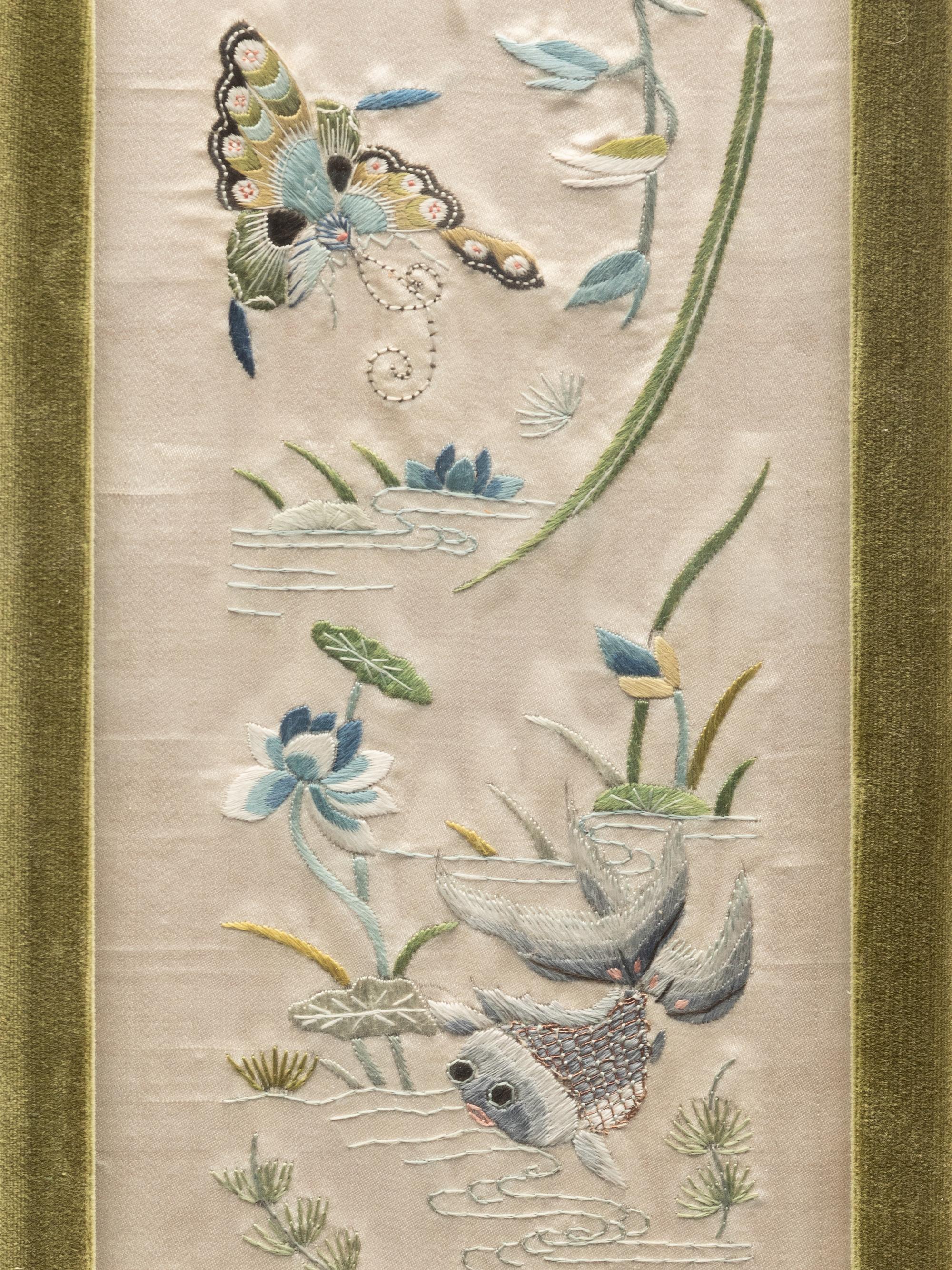 Eight Chinese Embroidered Silk Panels
