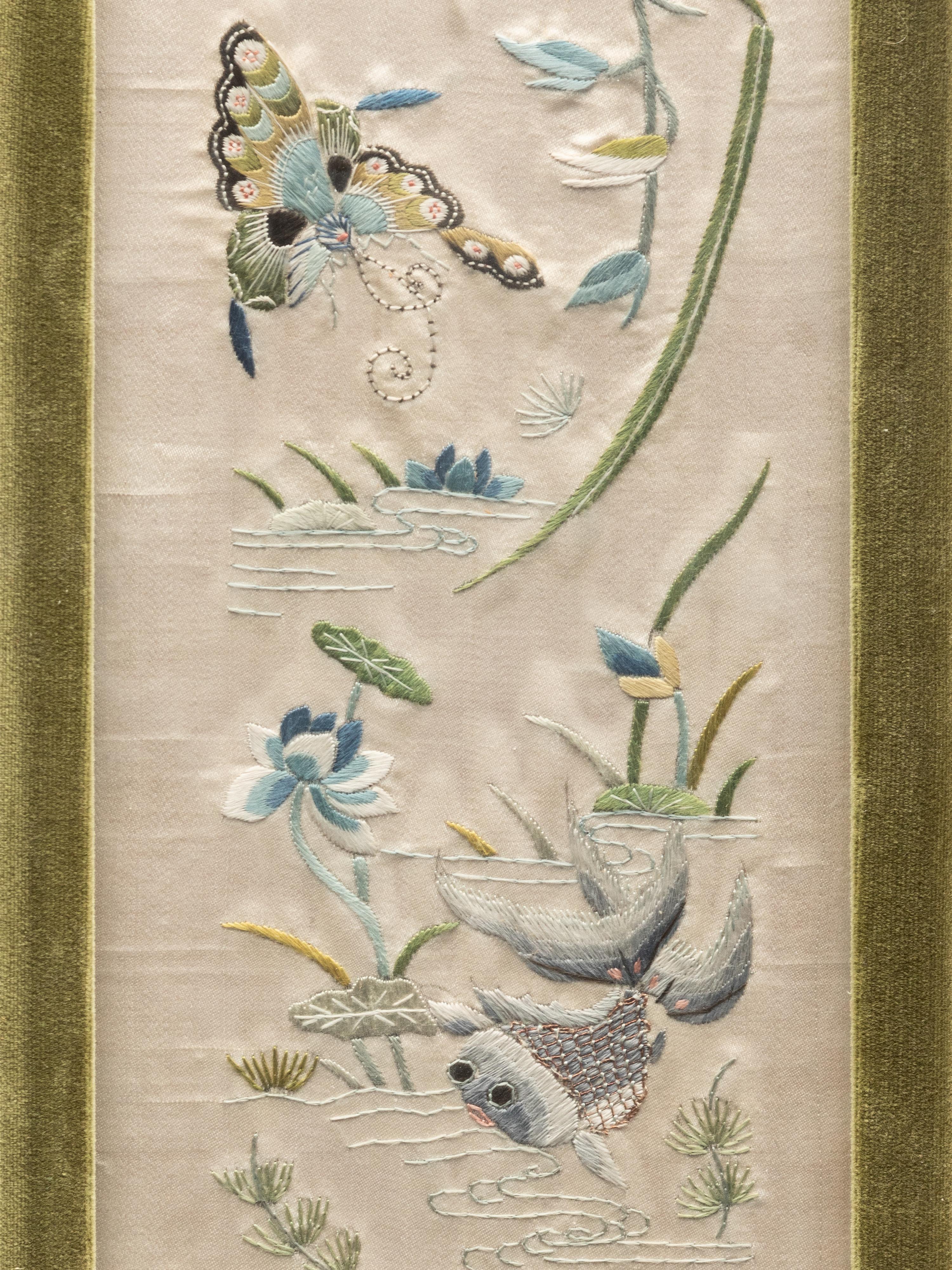 Eight Chinese Embroidered Silk Panels