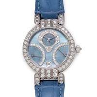 Harry Winston, 18K White Gold and Diamond 'Premier Excenter Bi-Retro Day-Date' Wristwatch
