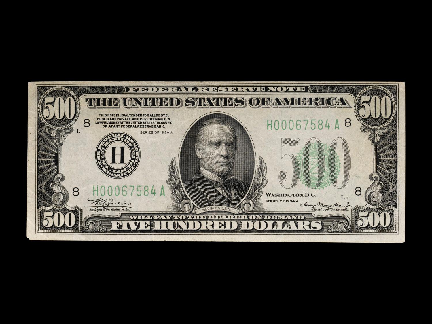 A Series 1934A $500 Federal Reserve Note