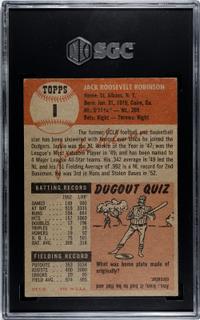A 1953 Topps Jackie Robinson Baseball Card No. 1 (SGC AUTHENTIC)