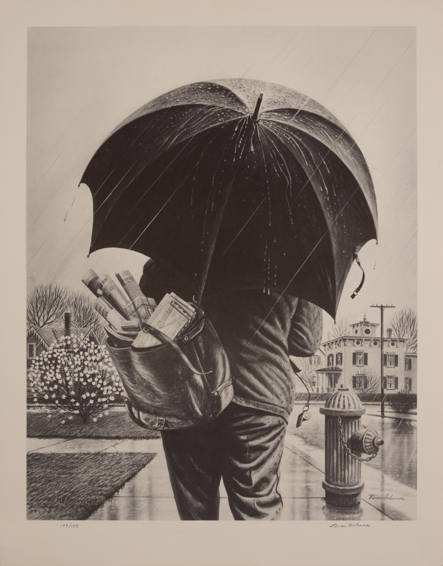 A group of five American prints (Max Arthur Cohn, Fisherman ; Steven Dohanos, The Postman ; Mina Benz Hoffman, The Immigrant ; Charles Wheele Locke, Brooklyn Wharf ; Ethel Magafan, Clothesline )