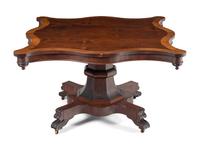 An American Classical Mahogany and Birdseye Maple Tilt-Top Table