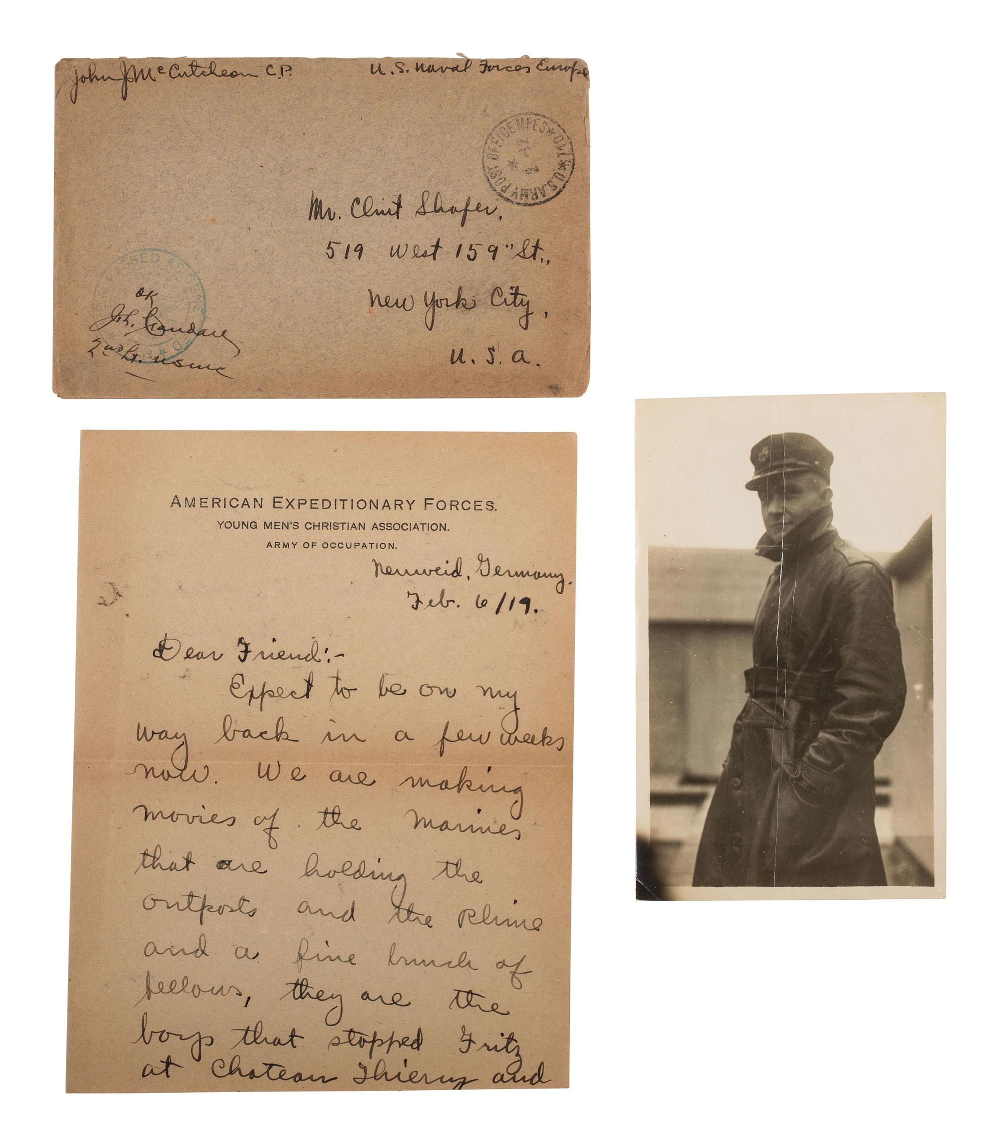 [WORLD WAR I]. Letters from soldiers serving in the Photog. Section, Sig. Corps, 26th Div. A.E.F.