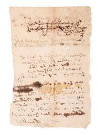 [COLONIAL]. Manuscript signed by Thomas HINCKLEY (1618-1706), last Governor of Plymouth Colony, and Nathaniel MORTON (1613-1685), Plymouth Colony secretary and historian.