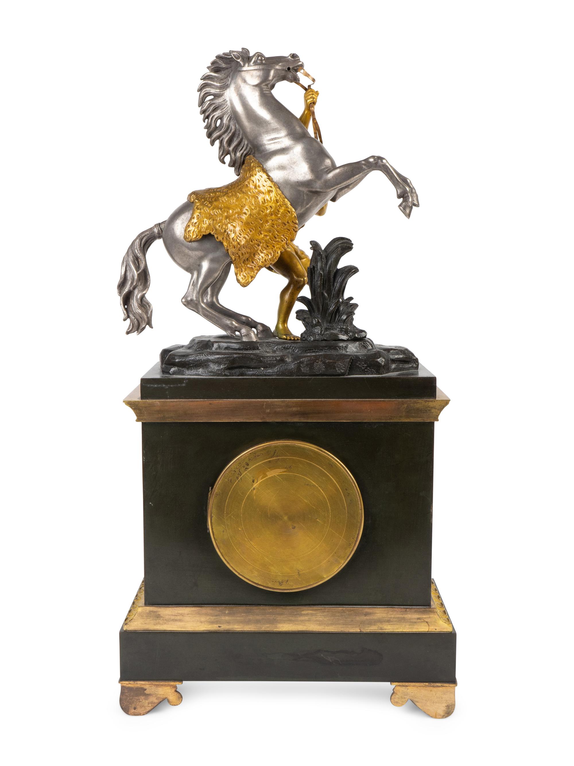A French Empire Style Bronze Marley Horse Clock — 19TH CENTURY