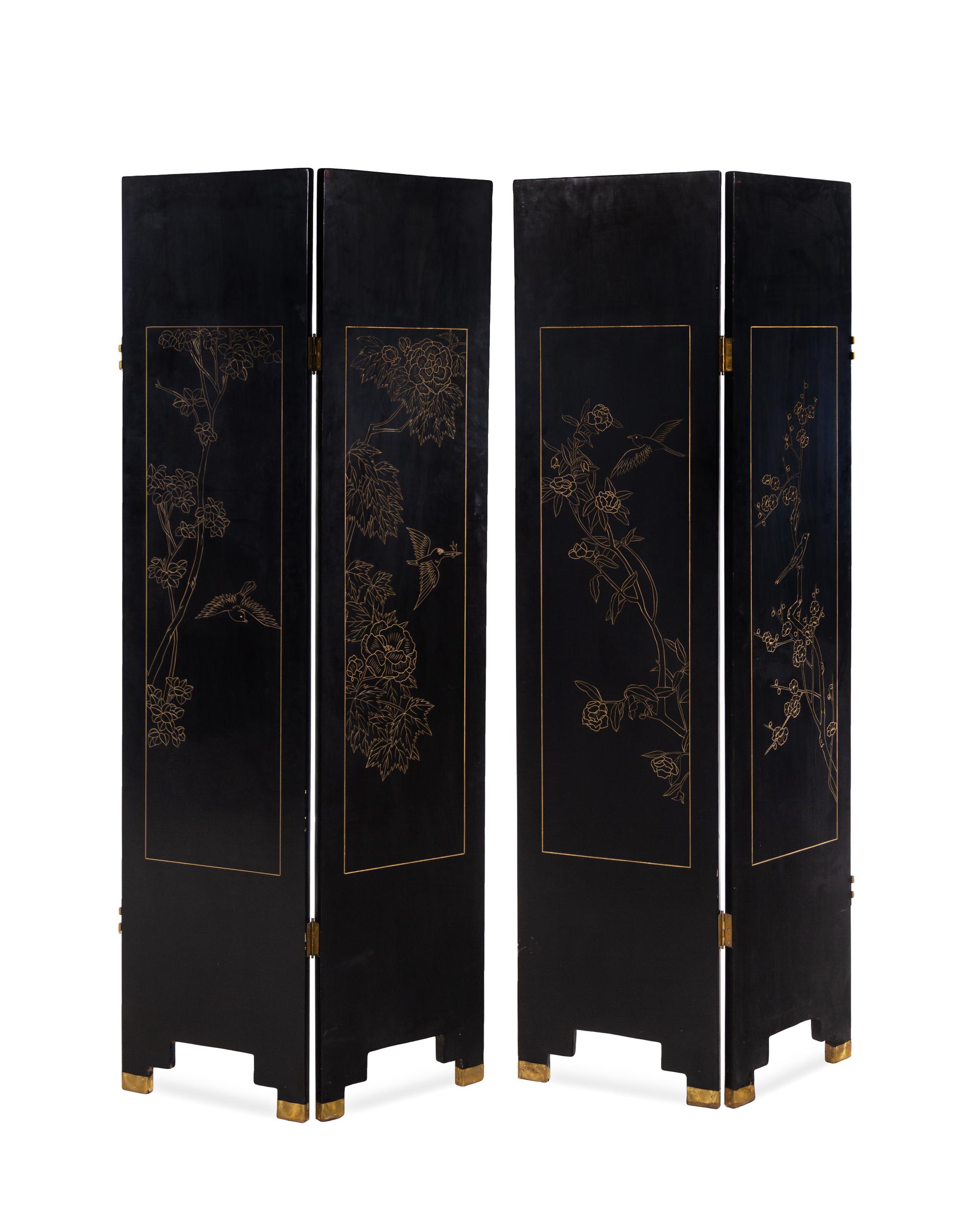 A Chinese Four-Panel Coromandel Lacquered Screen
