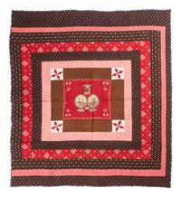 [POLITICS]. Quilt featuring Grover Cleveland and Allen G. Thurman 1888 presidential campaign textile.