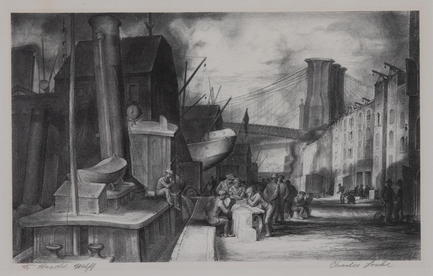 Charles Locke, (American, 1899-1983) — Waterfront, 1938