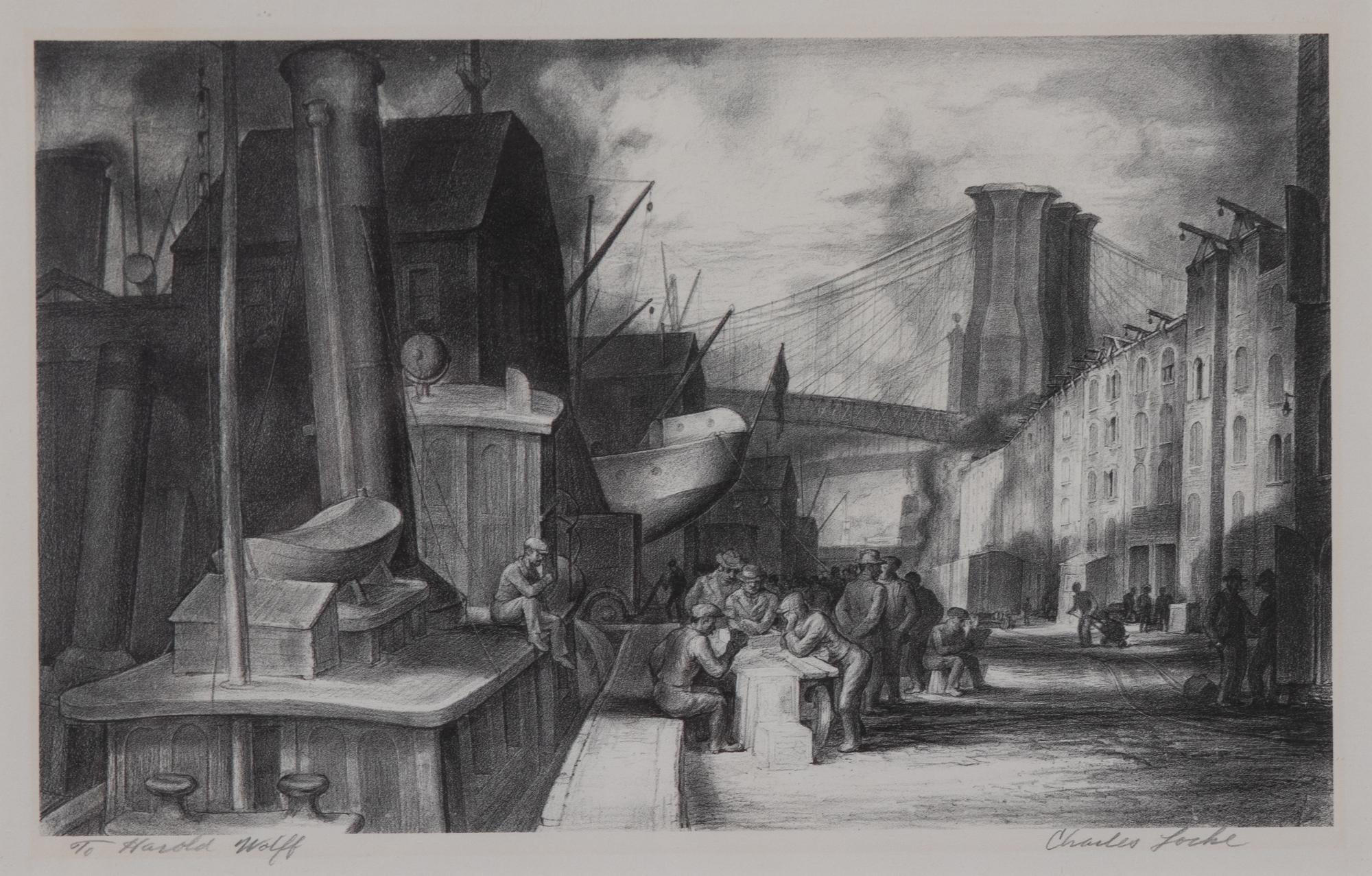 Charles Locke, (American, 1899-1983) — Waterfront, 1938