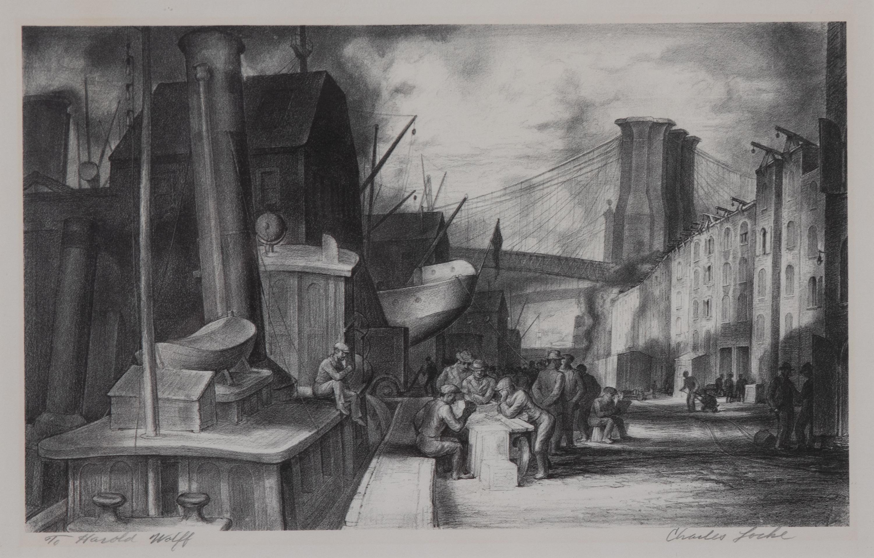 Charles Locke, (American, 1899-1983) — Waterfront, 1938