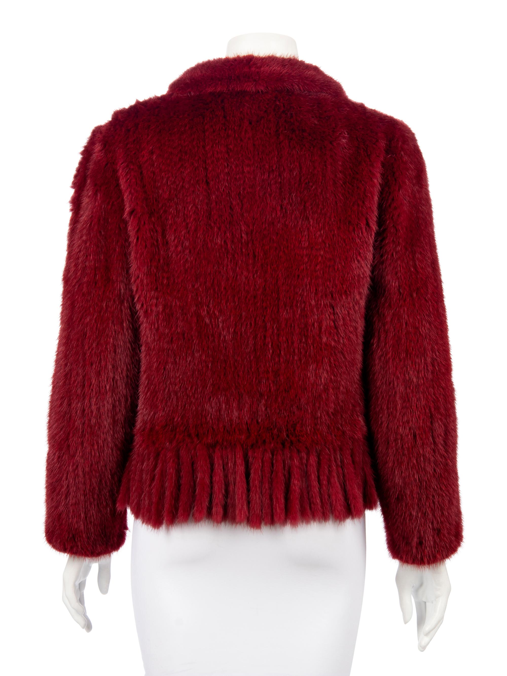 Valentino Red Mink Fur Jacket with Fringe, 1990-2000s