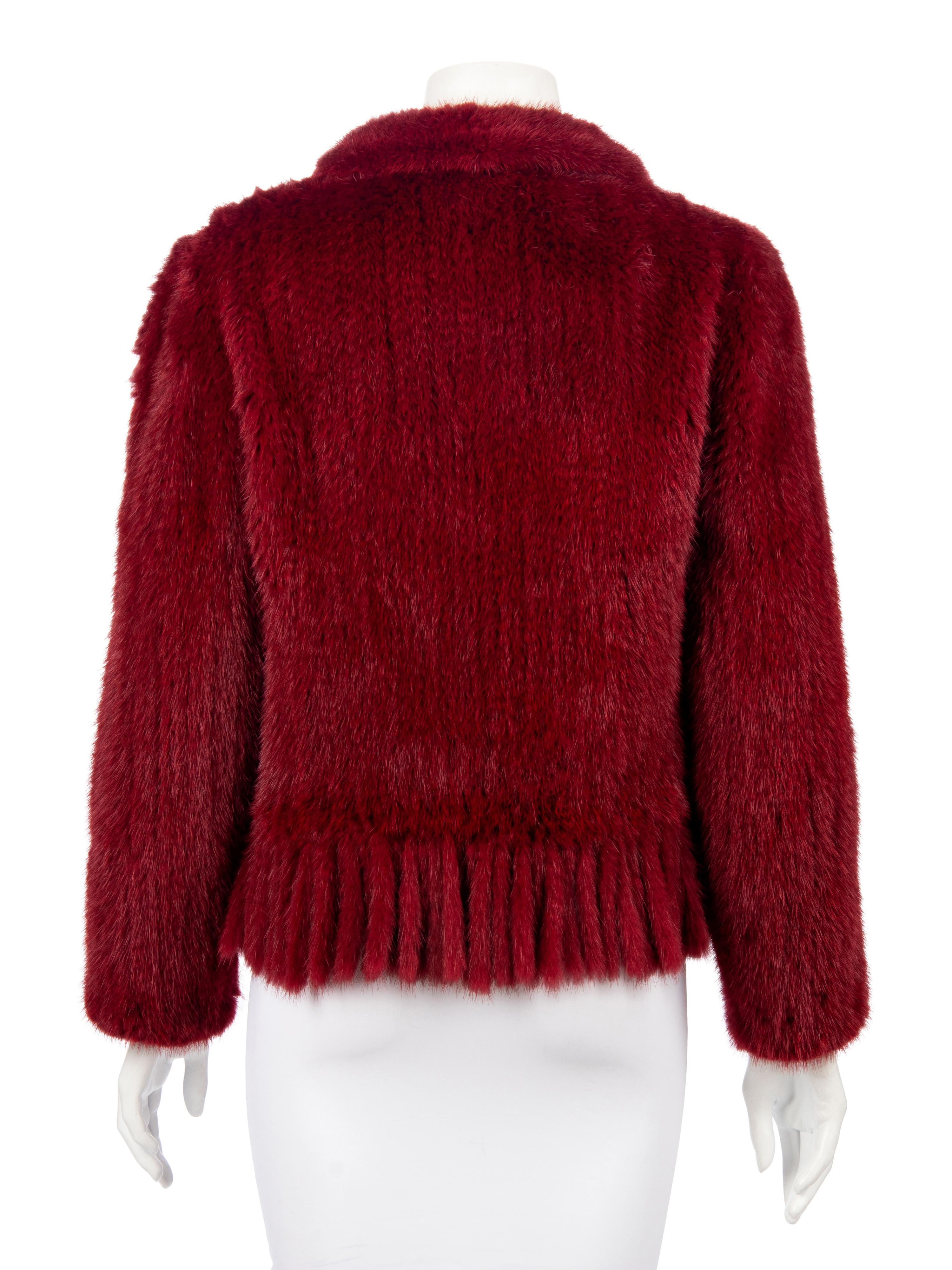 Valentino Red Mink Fur Jacket with Fringe, 1990-2000s