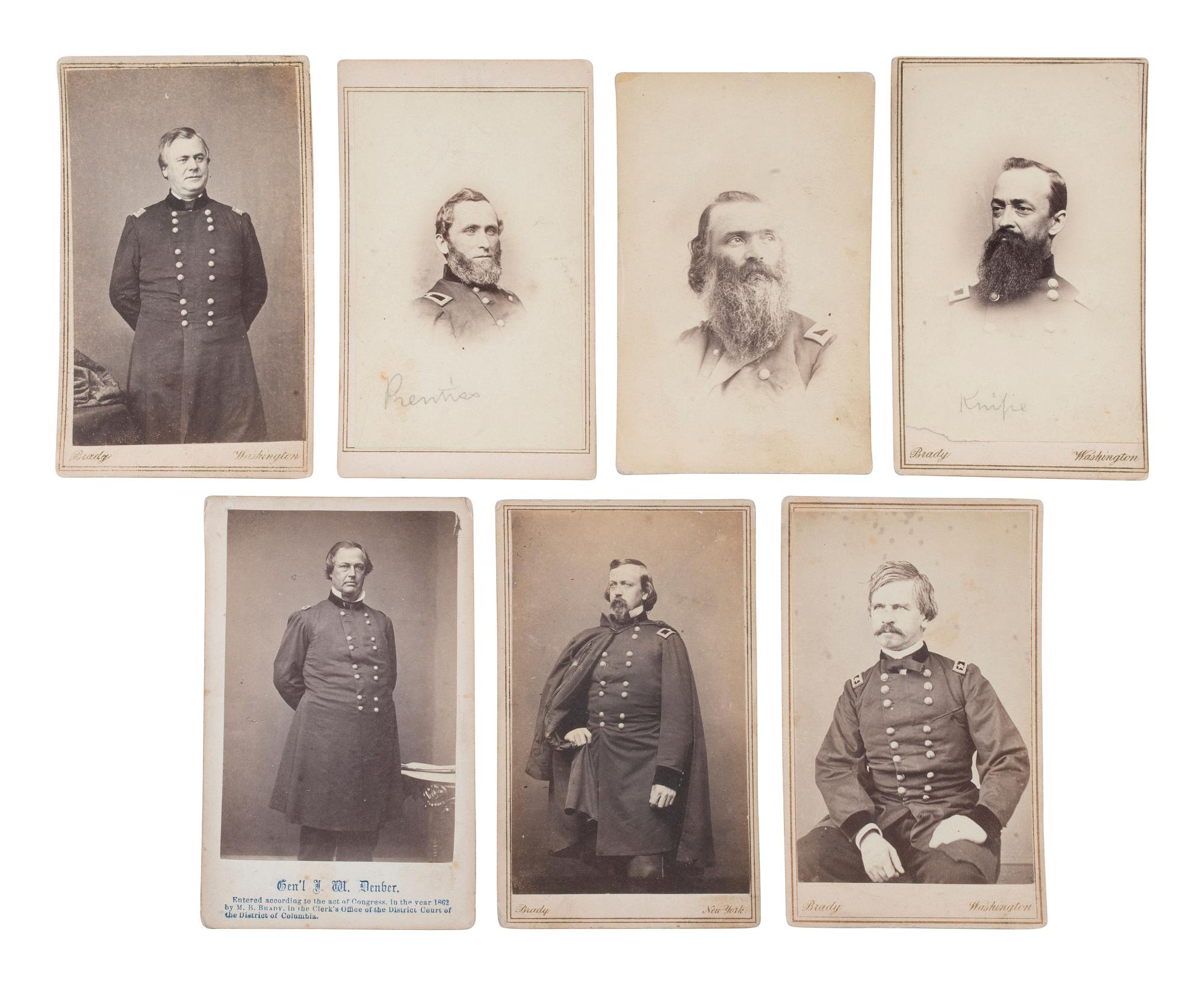 [CIVIL WAR - WESTERN THEATER - TRANS-MISSISSIPPI THEATER]. BRADY, Mathew (1822-1896), photographer. A group of 33 CDVs of Union generals and officers, incl. MCPHERSON, HALLECK, MCCLERNAND, MITCHELL, GILLMORE, MILROY, & FRY.