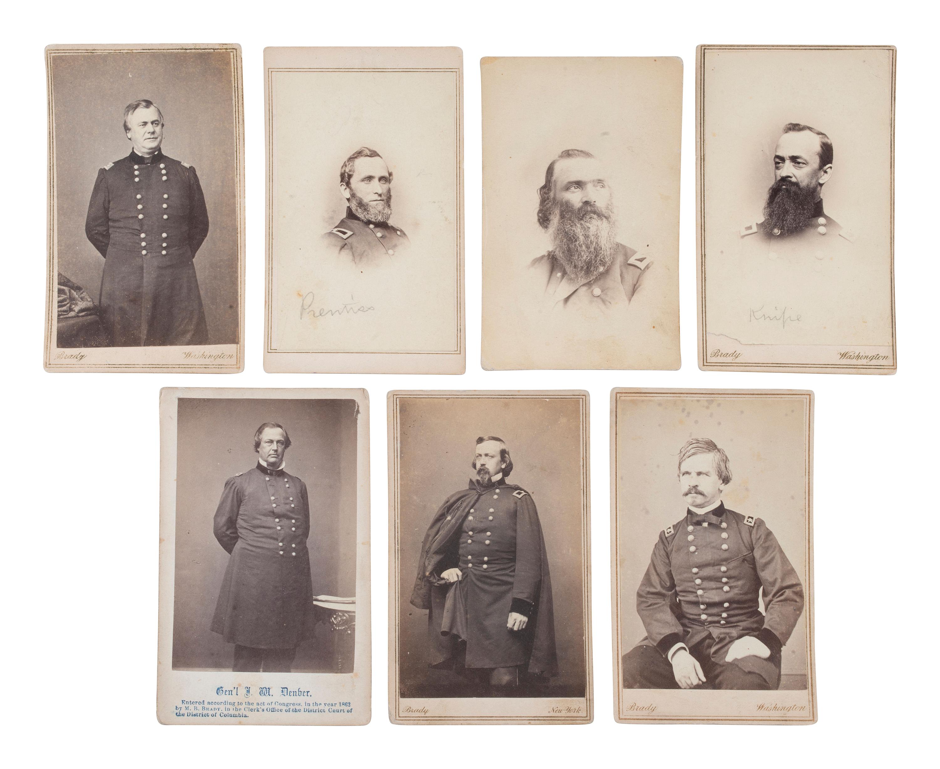 [CIVIL WAR - WESTERN THEATER - TRANS-MISSISSIPPI THEATER]. BRADY, Mathew (1822-1896), photographer. A group of 33 CDVs of Union generals and officers, incl. MCPHERSON, HALLECK, MCCLERNAND, MITCHELL, GILLMORE, MILROY, & FRY.