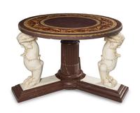 A Neoclassical Style Pietra Dura and Carved Marble Center Table