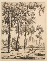 [ARCHITECTURE]. A group of 11 drypoint etchings by James Swann, Leon Pescheret, Chester S. Danforth and others.