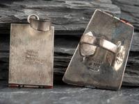 Matching Sterling Silver and Mosaic Inlay Ring and Pendant