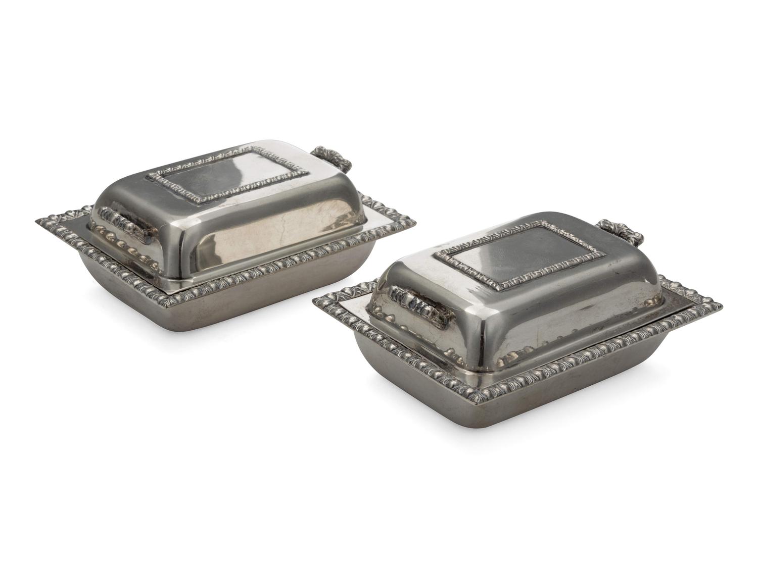 A Pair of Italian Silver Covered Butter Dishes — Fabbrica Argenteria Fiorentine di Bartlini Bartolozzi, Florence, Second-Half 20th Century