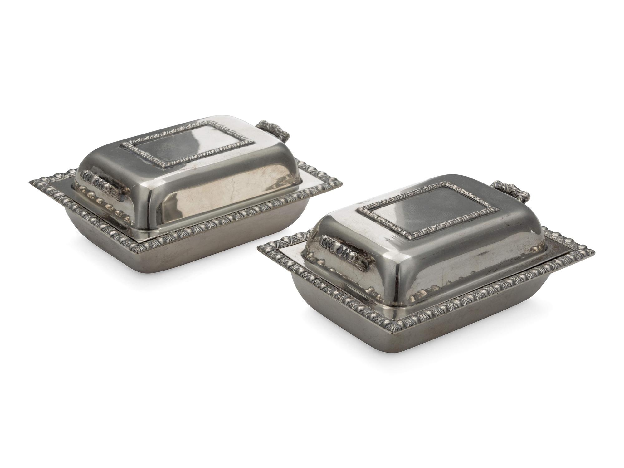 A Pair of Italian Silver Covered Butter Dishes — Fabbrica Argenteria Fiorentine di Bartlini Bartolozzi, Florence, Second-Half 20th Century