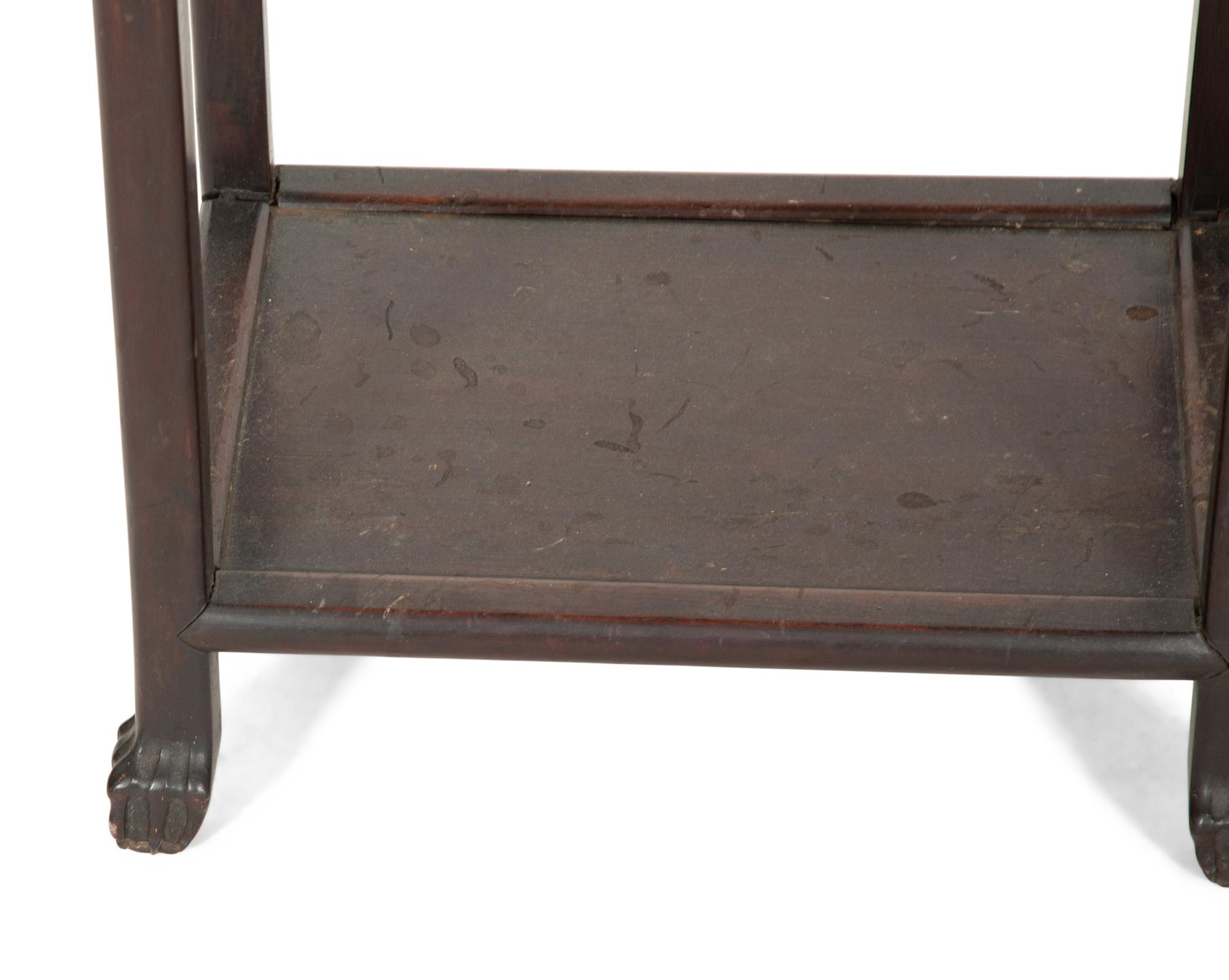 A Pair of Chinese Hardwood Jardinière Stands with Inset Marble Tops