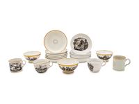 A Collection of Transfer Decorated Cups and Saucers