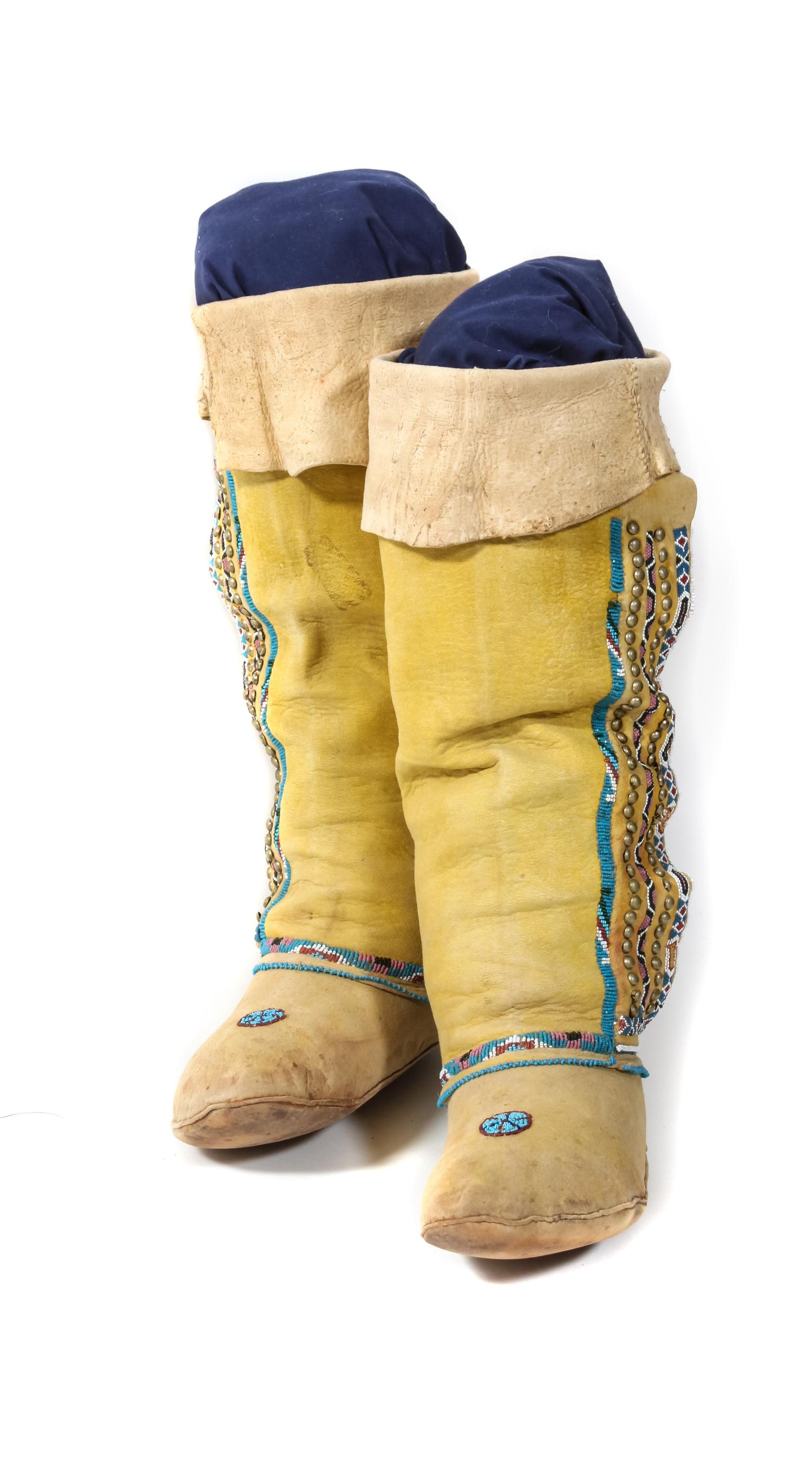 Pair of Comanche High Top Moccasins Height 16 inches — Circa 1900
