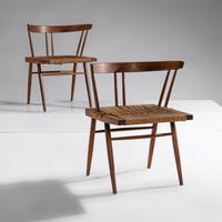 Set of Four Grass-Seat Chairs, c. 1950 Nakashima Studio, USA