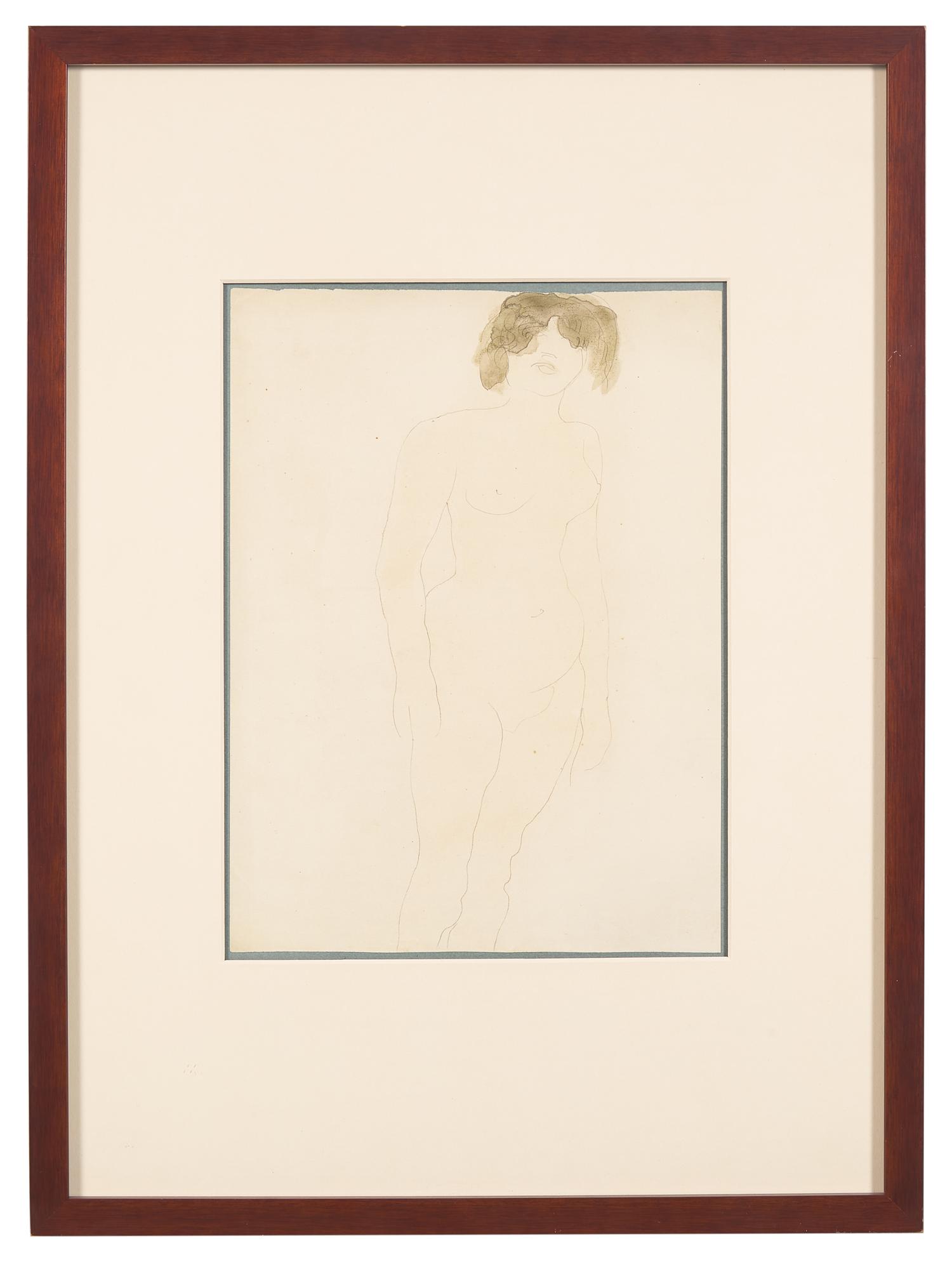 Femme Nue Debout, de Face, les Cheveux dans les Yeux , circa 1896