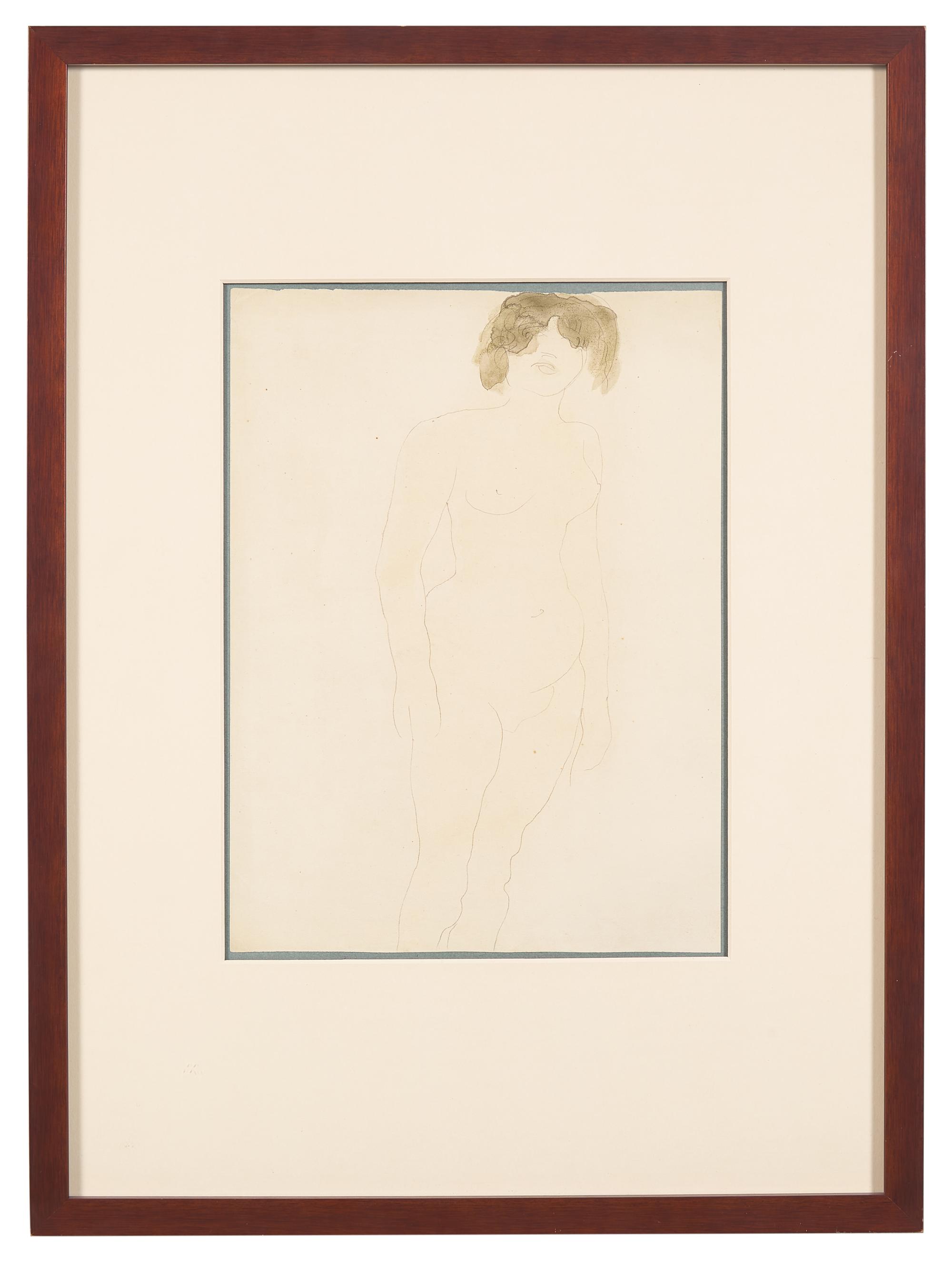 Femme Nue Debout, de Face, les Cheveux dans les Yeux , circa 1896
