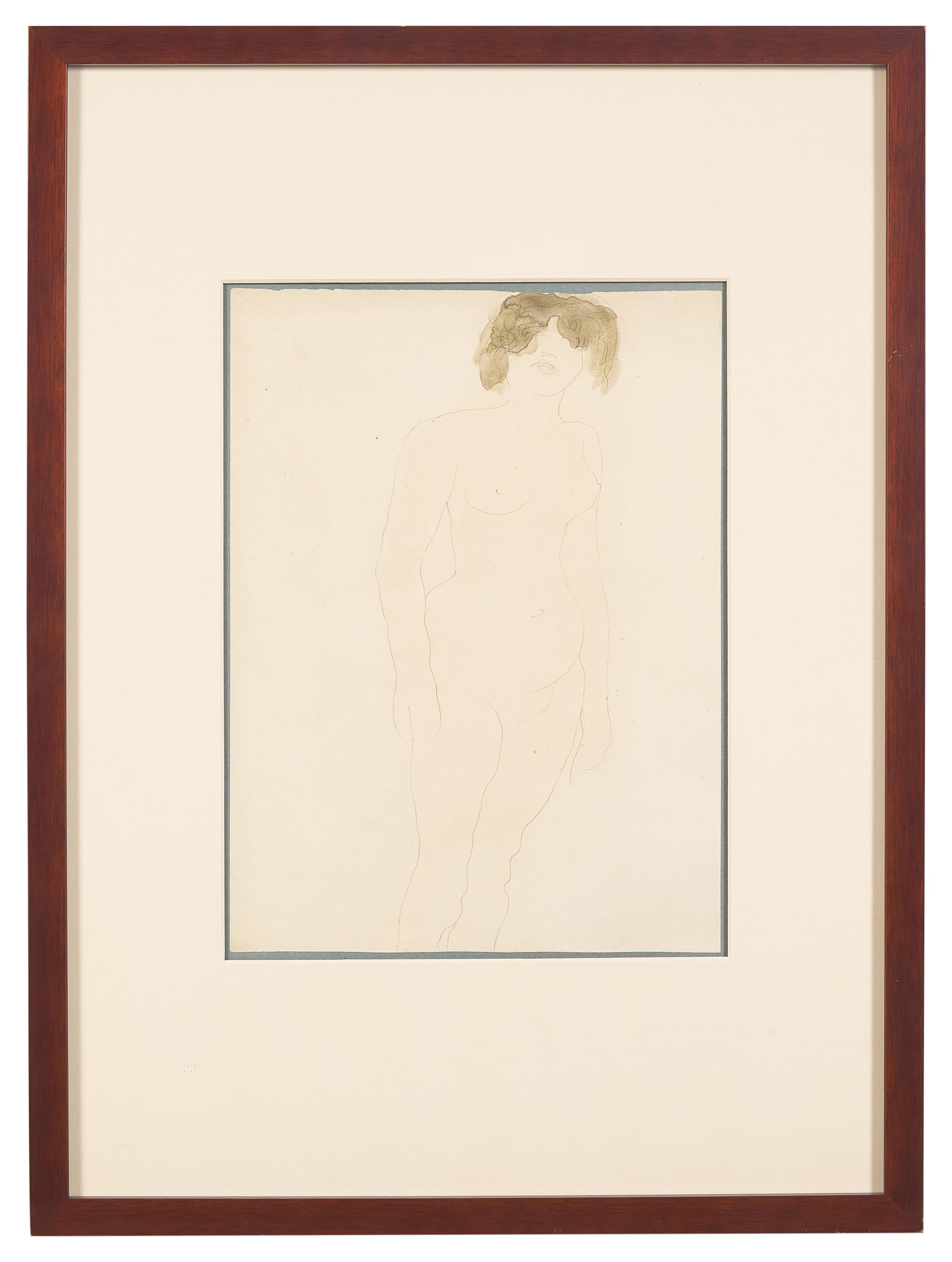 Femme Nue Debout, de Face, les Cheveux dans les Yeux , circa 1896