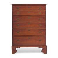 A Chippendale Red-Stained Pine Tall Chest