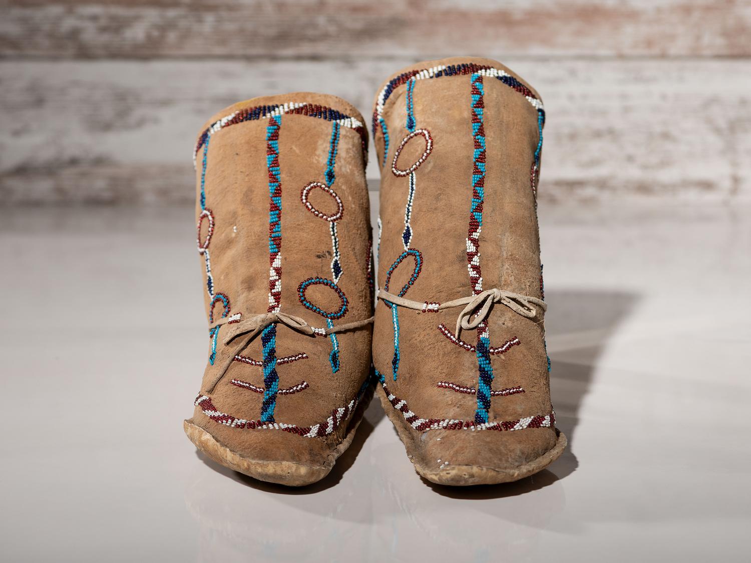 Apache Beaded Hide Moccasins