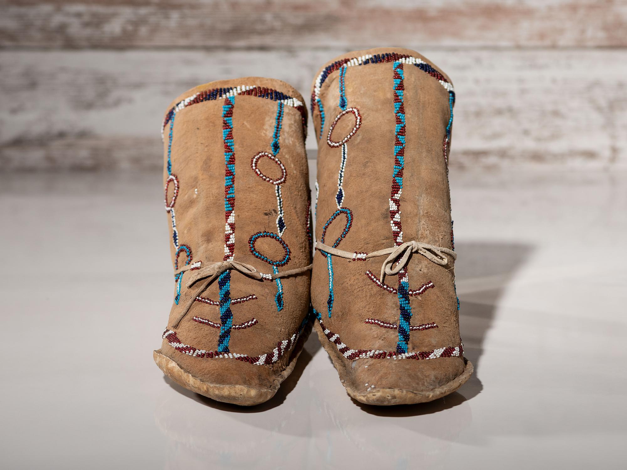 Apache Beaded Hide Moccasins