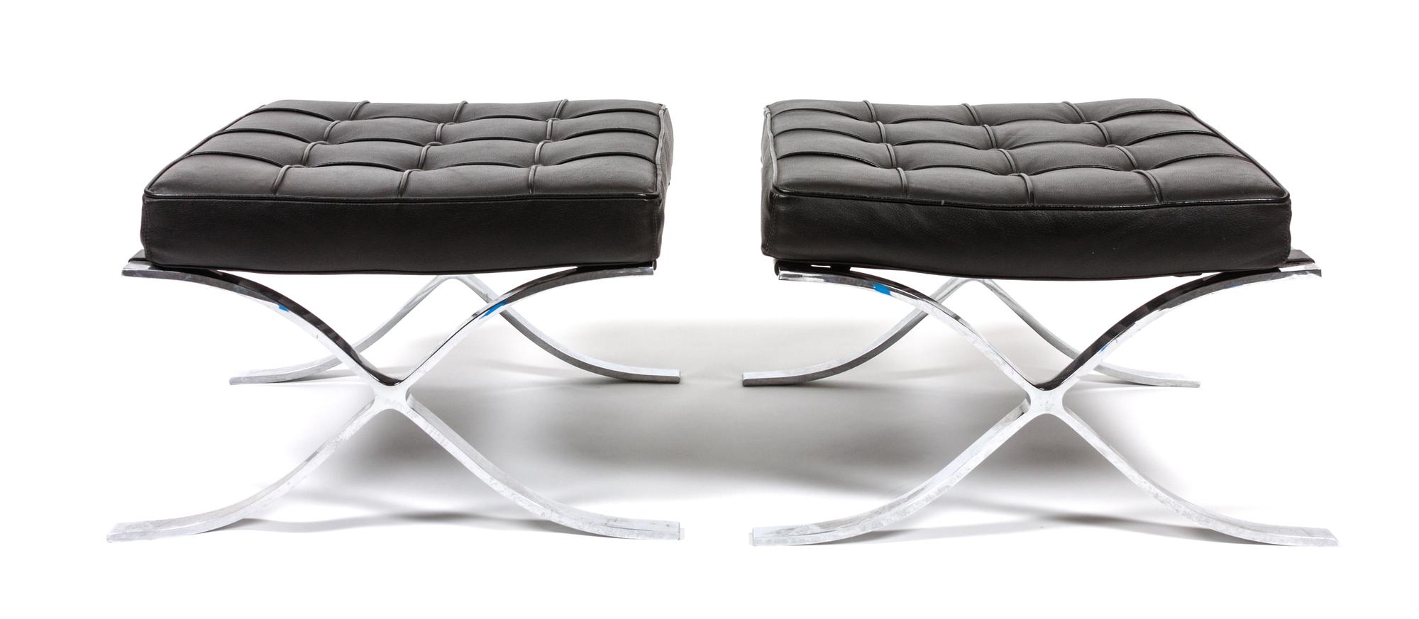 A Pair of Barcelona Style Ottomans Height 14 3/4 inches. — BUCCIARELLI, 21ST CENTURY