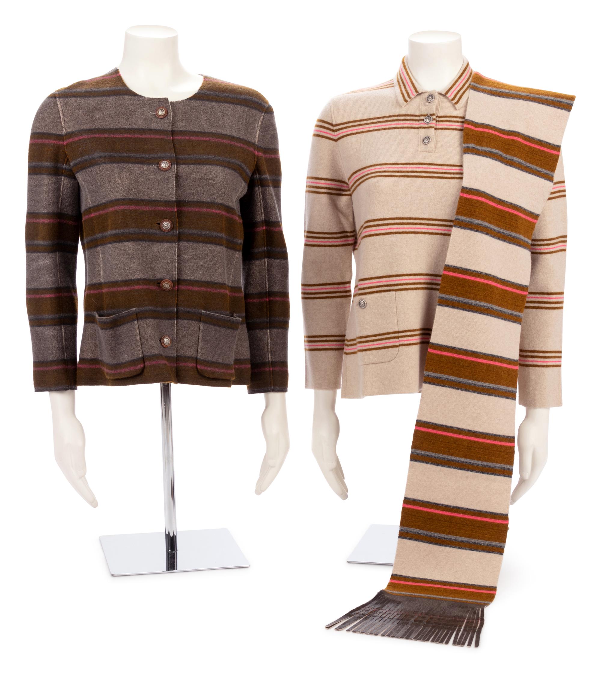 Three Chanel Cashmere Pieces: One Jacket, One Pullover, One Scarf, Fall 2014