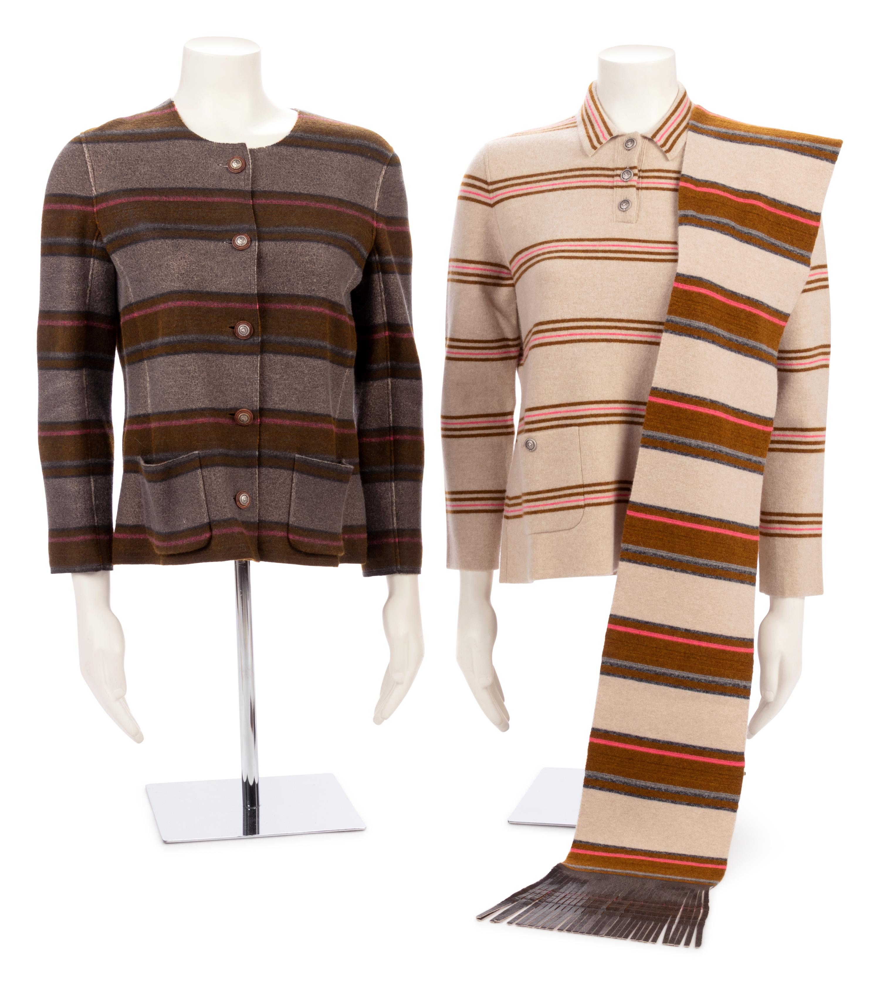 Three Chanel Cashmere Pieces: One Jacket, One Pullover, One Scarf, Fall 2014