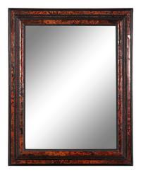 A Dutch Tortoise Shell Veneered and Ripple-Molded Ebonized Mirror