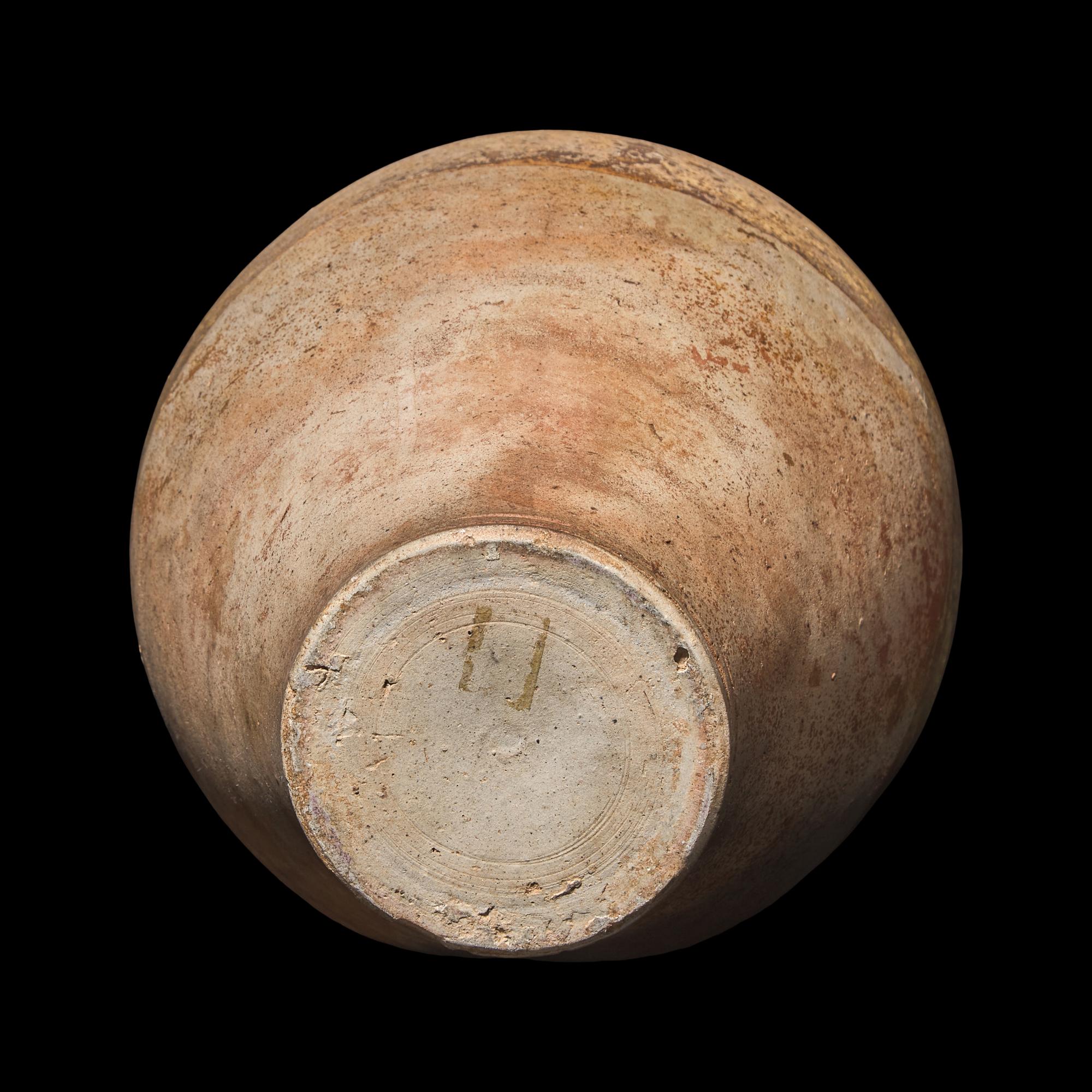A Chinese Straw Glazed Handled Amphora Vase, Tang Dynasty 唐 綠釉雙龍首瓶
