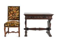A Spanish Colonial Style Carved Walnut Desk and Chair — 19TH/20TH CENTURY