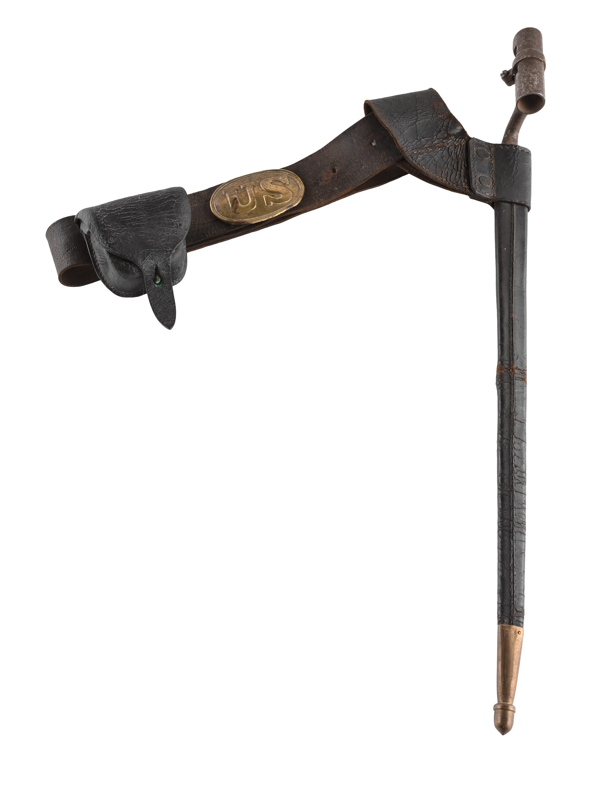 [CIVIL WAR]. A collection of items attributed to Thomas W. Johnson, Co. K, 4th Delaware Infantry, incl. frock coat, cap, belt rig, and cartridge box.