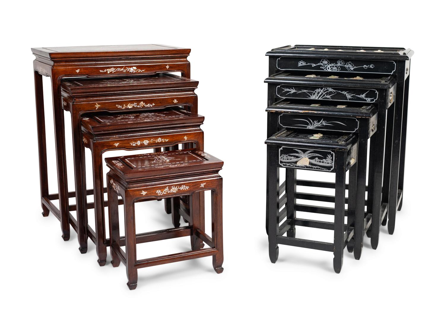 Two Sets of Four Chinese Nesting Tables