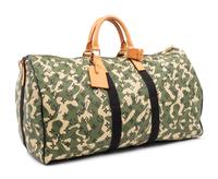 Louis Vuitton Limited Edition Keepall Bandoulière 55 in Monogramouflage Coated Canvas, Takashi Murakami, 2008